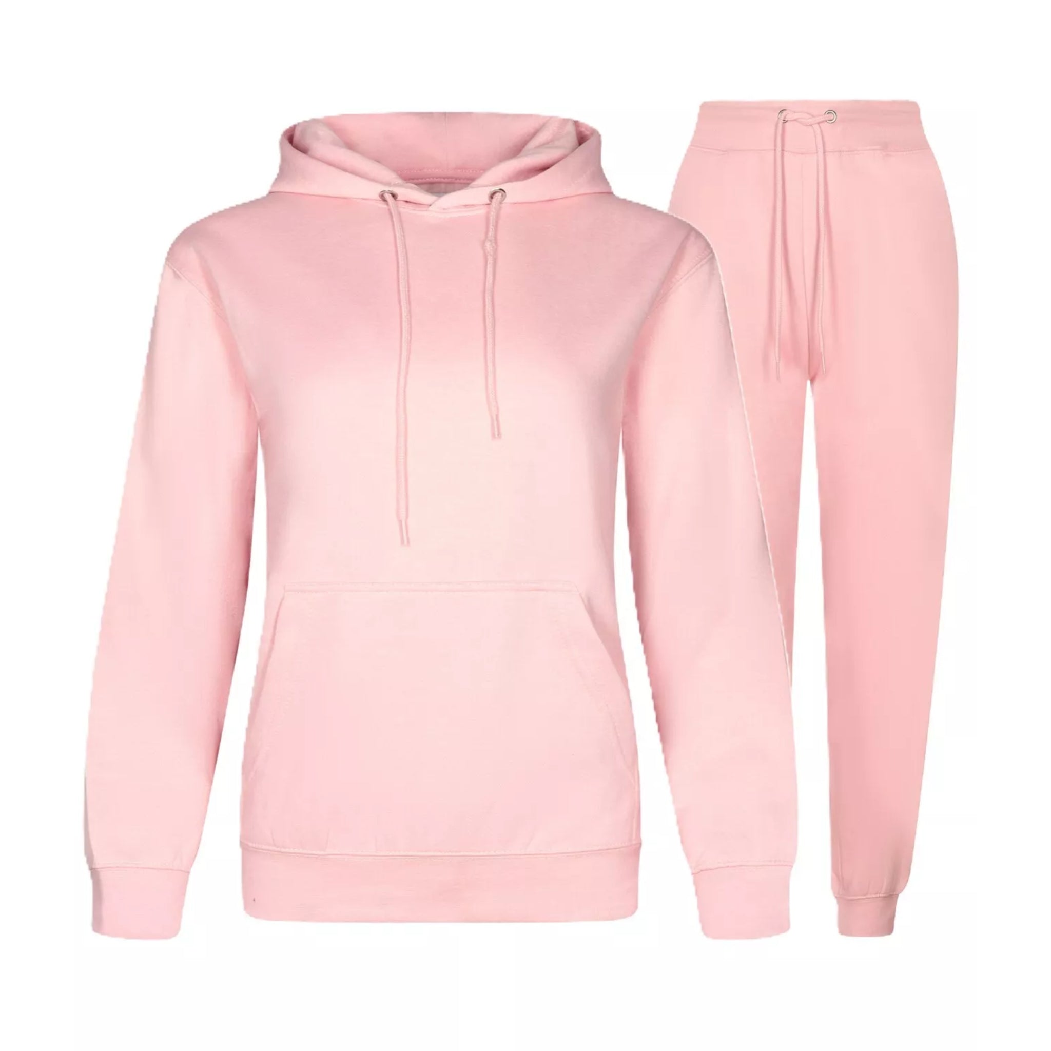 Ladies JDN branded plain pink tracksuit set with hoodie and joggers – casual loungewear for women